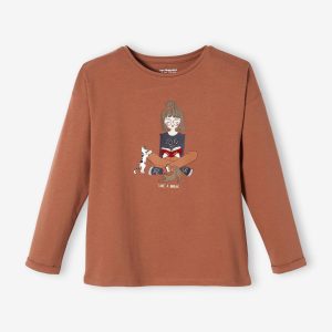 Achat Tee-shirt égérie détails fantaisie fille marron pas cher en promo