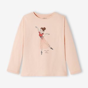 Achat Tee-shirt égérie détails fantaisie fille rose poudré pas cher en promo