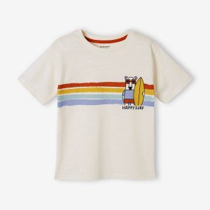 Achat Tee-shirt garçon motif sport ecru pas cher en promo