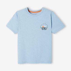 Achat Tee-shirt grand motif surf au dos garçon bleu ciel pas cher en promo