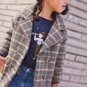Achat Tee-shirt grily fille détails irisés. bleu marine pas cher en promo