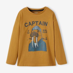 Achat Tee-shirt motif animal crayonné garçon ocre pas cher en promo