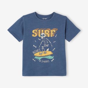 Achat Tee-shirt motif graphique garçon bleu ardoise foncé pas cher en promo