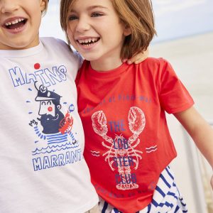 Achat Tee-shirt motif homard garçon inscription rigolote rouge pas cher en promo