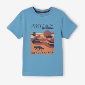 Achat Tee-shirt motif sahara garçon manches courtes bleu clair pas cher en promo