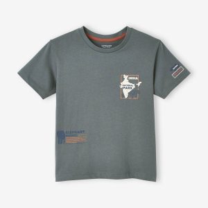 Achat Tee-shirt motifs animaux de lajungle garçon bleu grise pas cher en promo