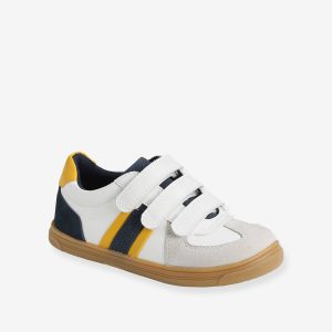 Achat Tennis scratchées garçon blanc/marine/jaune pas cher en promo