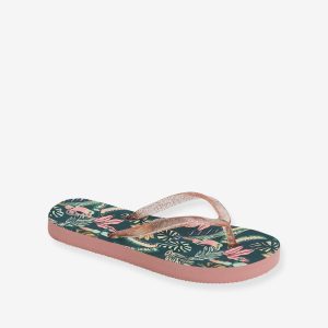 Achat Tongs imprimées fille vert fonce imprime pas cher en promo
