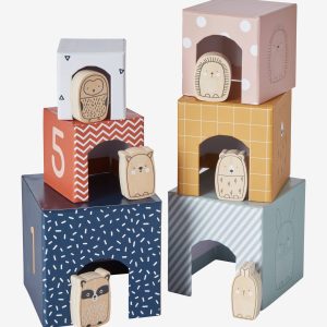 Achat Tour de cubes + animaux en bois multicolore pas cher en promo
