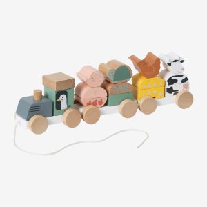 Achat Train multi-activités à tirer en bois FSC® multicolore - lovely farm pas cher en promo
