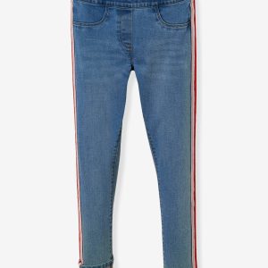 Achat Tregging à bandes côtés rayées fille denim stone pas cher en promo