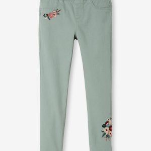 Achat Tregging brodé MorphologiK fille tour de hanches large vert sauge pas cher en promo