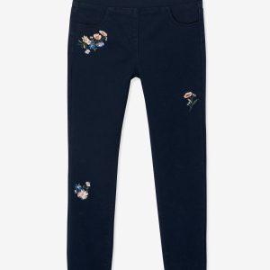 Achat Tregging couleur brodé fleurs fille encre pas cher en promo
