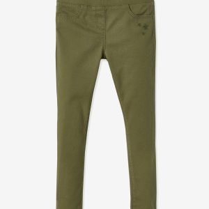 Achat Tregging couleur fille avec broderies étoiles kaki pas cher en promo