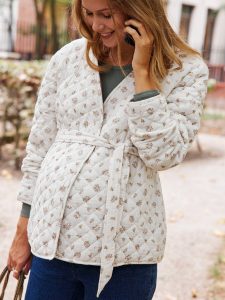 Achat Veste matelassée molleton grossesse et allaitement rose imprimé pas cher en promo