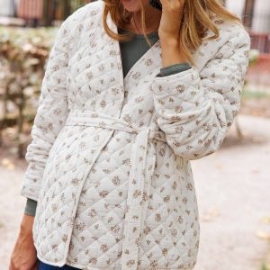 Achat Veste matelassée molleton grossesse et allaitement rose imprimé pas cher en promo